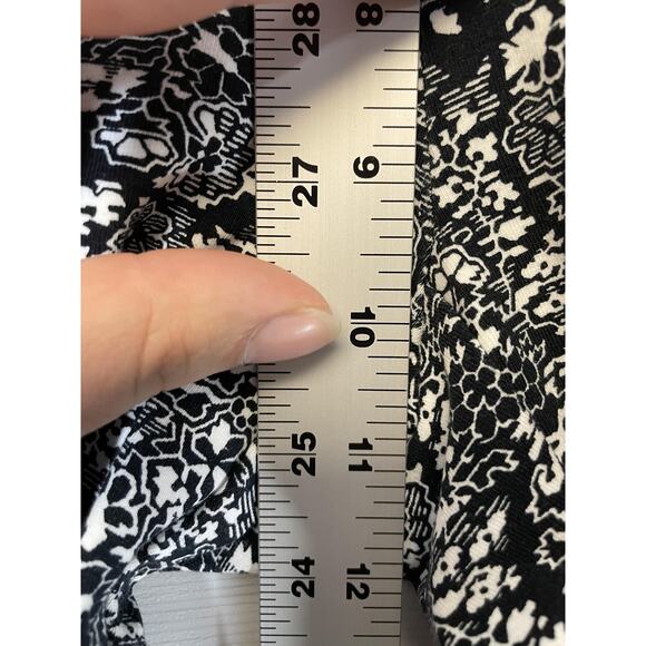 Lands End Pants Womens Medium Black White Starfish Straight Leg Stretch Print - Picture 3 of 10
